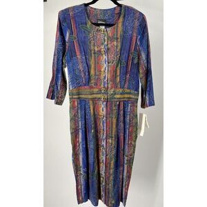 Vintage WHIRLAWAY FROCKS dress sz 12 Rayon 80s Cottagecore NWT
